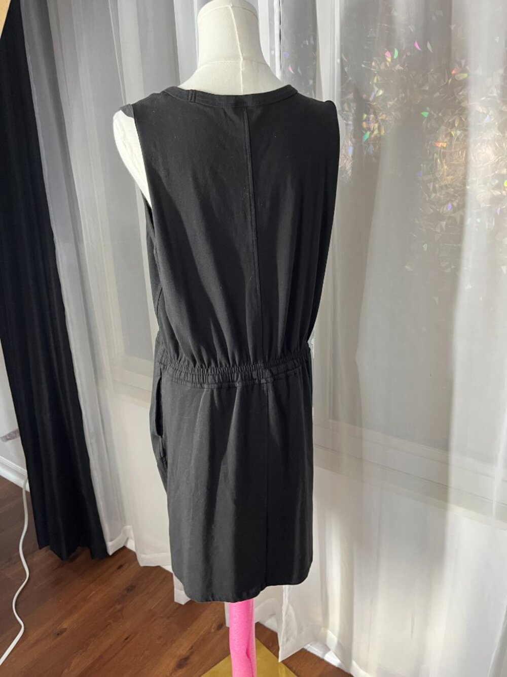 Member’s Mark Black Tank Dress Size L Drawstring Waist Pockets Sleeveless - Picture 8 of 10